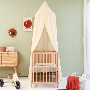 Ulteronixshop-Ciel de Lit Beige Cr&egrave;me Enfant | Baldaquin Rond pour Chambre B&eacute;b&eacute; & Enfant | Moustiquaire pour Berceau, Lit ou Coin Lecture | D&eacute;coration de Chambre & Aire de Jeu - Neuf