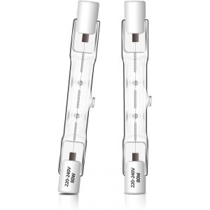 Kalanka-Lot De 2 Ampoule Halog&iquest;&iquest;Ne R7s 78mm 80w Dimmable, J78 Ampoule Halogene Crayon 230v, 1400lm 2700k Blanc Chaud, Projecteur Halog&iquest;&iquest;Ne Lin&iquest;&iquest;Aire Pour &iquest;&iquest;Clairage Paysager, S&iquest;&iquest;Curit&iquest;&iquest;, Lampadaire - Neuf