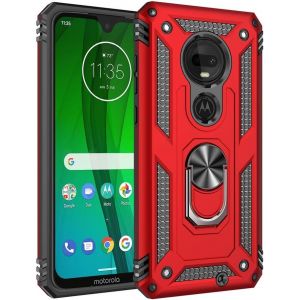 Kal-Coque Pour Motorola Moto G7 Plus/G7 Coque, Etui Housse De Protection Antichoc Durable Résistante 2 En 1 Hybride Pc Robuste + Tpu Souple + Verre Trempé Motorola Moto G7 Plus/G7,Rouge - Neuf