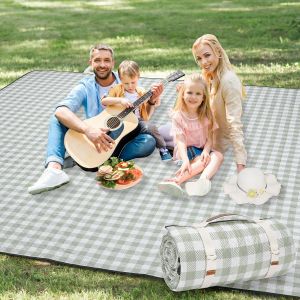 Ulteronixshop-Couverture De Pique-Nique Extra Large 203,2 X 203,2 Cm - Portable Et Imperm&eacute;able - Lavable En Machine - 3 Couches - Tapis De Stationnement Pliable Avec Dos R&eacute;sistant Au Sable - Pour Her - Neuf