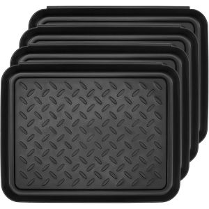 KGABERY-Lot De 4 Bacs À Chaussures 35x27,5x3 Cm-Petit Bac À Chaussures-Tapis D'Égouttement Avec Bord Surélevé Pour La Pluie,L'Automne Et L'Hiver - Neuf