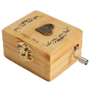 Boite a musique vintage en bois, decoration en metal, boite a musique a manivelle, cadeau artisanal (amour) - Neuf