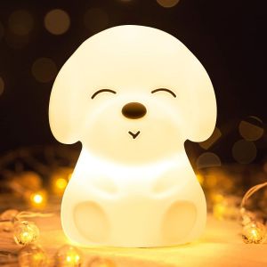 Veilleuse mignonne pour enfants, 7 couleurs changeantes, rechargeable en silicone, décoration de chambre kawaii, motif animal, lampe portable pour enfants, cadeau idéal - Neuf