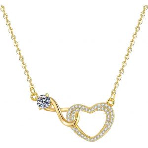 Kal-Collier Femme Maman Et Enfant Squelette Pendentif Amour Infini Monture Zirconium Bijoux Coeur Cha&icirc;ne R&eacute;glable Longueur 40-45cm Pour Femmes F&ecirc;te Des M&egrave;res - Neuf