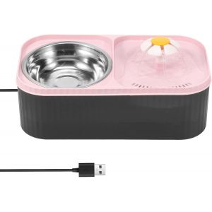 Fontaine À Eau 2 En 1 Et Gamelle Pour Chats, Distributeur D'eau De 3 L, Avec Système De Filtration Quadruple, Fontaine Automatique Et Gamelle En Acier Inoxydable Pour Chats Et Petits Chiens (Vert) - Neuf