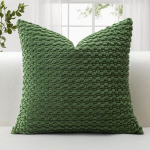 Cauc-1 Housse De Coussin En Velours C&ocirc;tel&eacute; 3d - Texture Bulle - Style Boh&egrave;me - D&eacute;coration De Canap&eacute; - En Velours C&ocirc;tel&eacute; - Pour Canap&eacute;, Salon - 50 X 50 Cm - Vert Mousse - Neuf
