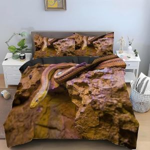 Housse De Couette X Serpent, D Imprim&iquest;&iquest;E Microfibre Parure De Lit Serpent Housse De Couettes Personne Avec X Taie D'oreiller X Cm - Neuf
