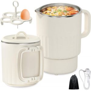 Ulteronixshop-Bouilloire Pliable 1L, Appareil de Voyage Portable en Acier Inoxydable 600W, Double Paroi avec Fonction Maintien au Chaud et &Eacute;bullition Continue, Sans BPA - Neuf