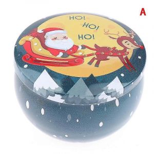 1 Pcs No&euml;l En Fer Blanc Rond Bonbons En Bo&icirc;te De Bougies Bocaux Avec Couvercle Bougie R&eacute;cipient Bo&icirc;te Vide Biscuit Bonbons Rangement Bo&icirc;tea - Neuf