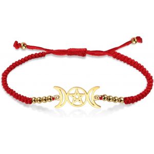 Kal-Triple Lune Déesse Bracelet Pour Les Femmes Hommes Wicca Pentagram Amulette Tressé À La Main Lune Pentacle Bracelet Corde Chaîne Bracelet Bijoux Païen - Neuf