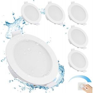 Spot Led Encastrable Salle De Bain Ip65, 6 X 6W Spot Led Dimmable 4000K Blanc Neutre 400Lm, Spot Encastré Extra Plat 35Mm, Trou ¿68-80Mm, Spots De Plafond Pour Cuisine Salon Couloir - Neuf