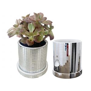 Pot De Fleurs Boule Disco Avec Socle - Vase En C&eacute;ramique Pour La D&eacute;coration Int&eacute;rieure - Neuf