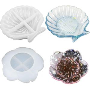 Lot de 2 moules en silicone pour moulage de r&eacute;sine - Plateau &agrave; bijoux, porte-savon, d&eacute;coration d'int&eacute;rieur, bague et bibelot - Neuf