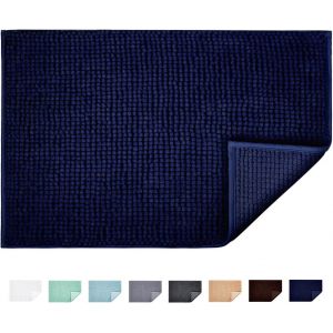 Kal-Tapis De Bain Antidérapant Absorbant Tapis De Salle De Bain Pour Sortie De Douche Baignoire Toilette Cuisine En Microfibre Chenille Lavable En Machine 40 X 60 Cm (Bleu Foncé) - Neuf