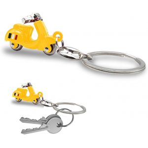 KAL-Porte-Clés Scooter Italien 3D - Design Réaliste Avec Guidon Articulé - Drapeau Italien Sur Le Côté - Métal Résistant - Idée Cadeau Homme Et Femme - Accessoire Pour Voiture, Moto Et Sac À Dos - Neuf