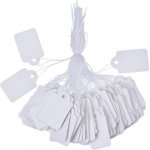 Paquet De 500 (3*4.8cm) Étiquettes De Marquage Blanches Étiquettes De Prix Étiquettes De Prix Étiquettes D'affichage Avec Ficelle Suspendue - Neuf