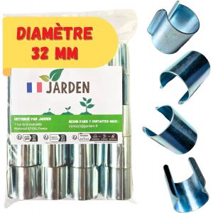 TIANYI-® Lot 20 Clips Diamètre 32mm pour Serre de Jardin - Fixation Métal en Revêtement Zinc pour Serres Tunnel avec Tubes ou Arceaux 32mm - Accessoire pour Bâche de Serres de Cultures et Semis - Neuf