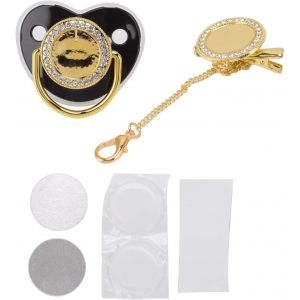Sucette B&eacute;b&eacute;,Sucette B&eacute;b&eacute; Bling Avec Clip Bricolage Photo D&eacute;coration Attache-Sucette Ensemble Pour Nouveau-N&eacute;(Noir M) T&eacute;tines - Neuf
