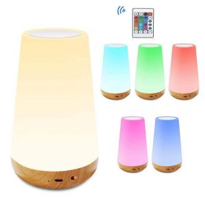 Veilleuse Led, Lampe De Chevet, Veilleuse Tactile Avec 13 Couleurs Changeantes, Lampe De Table Rechargeable Avec T&eacute;l&eacute;commande Pour Chambre, Chambre De B&eacute;b&eacute; Et Salon, Marron Clair - Neuf
