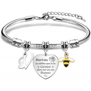 Eryi-Bracelet Lettre Initiale A-Z,Bracelets Pour Amitié,Cadeau Femme Bracelets,Charm Coeur Lettre A-Z Acier Inoxydable,Cadeaux D'anniversaire Pour Femmes Fille Nièce S?ur Amie Filles Maman Tante - Neuf