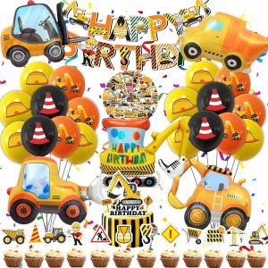 AYUHR-Decoration Anniversaire Pompier, Kit Deco Fete Garcon, XXL Flamme Ballon Aluminium Rouge, Déco Fete Enfants Ballon Bannière Decoration Gateau Autocollant (Anniversaire Pompier Enfants) - Neuf