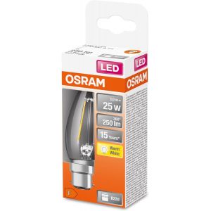 LED Star Classic B25,ampoule LED à filament clair en forme de bougie,culot B22d,blanc chaud (2700K),en remplacement des ampoules classiques 25W,1-pack - Neuf