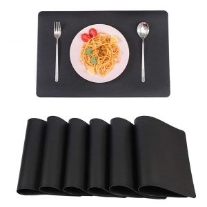 Lot De 6 Sets De Table Noirs En Pvc (41 X 31 Cm), Antidérapants, Lavables Et Résistants À La Chaleur - Neuf