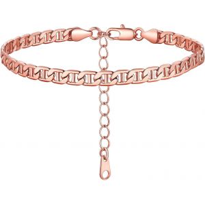 Kalsw-Chaîne De Cheville Femme Plaqué Or Jaune/Rose/Blanc,Gourmette De Pieds Ajustable 22+5cm À Maille Marine De 5mm - Neuf