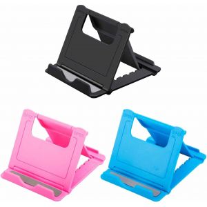 KAL-3 Pi&egrave;ces Support De T&eacute;l&eacute;phone, Support De T&eacute;l&eacute;phone Tablette Pliable, Support De Bureau Mobile &Agrave; Angle R&eacute;glable, Noir Pose T&eacute;l&eacute;phone Pliable, Support Pliant De T&eacute;l&eacute;phone Portable Paresseux - Neuf