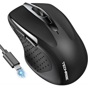 Souris Bluetooth,Souris Sans Fil (BT5.0/3.0 et 2.4G),Souris rechargeable USB 4800 DPI, Souris Ergonomique Silencieuse,Mouse Adapt&eacute;e Pour PC, Mac, Ordinateurs Portables et Toutes Surfaces,Noir - Neuf
