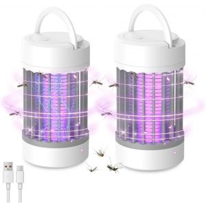 CHECARZHN--NO1-Lampe Anti Moustique, 2 Pièces Rechargeable Lampe Anti Moucheron, 360°Uv Appareil Anti Moustique, Tue Mouche Electrique Pour Intérieur, Terrasse, Jardin - Neuf