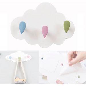Chevilles Pour Chambre D'enfant Nuage Enfants, Portemanteaux Mural Sans Perçage, Peg Mur Pour Les Enfants Avec 3 Crochets Pour La Cuisine Et La Salle De Bains - Neuf