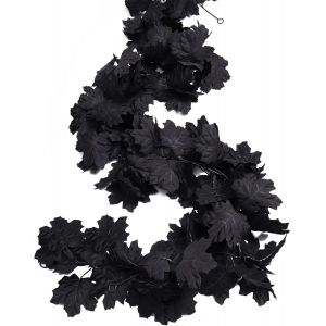 Ensemble de 2 Automne Feuille d'Érable Guirlandes Suspendues Noir Chute des Feuilles de la Vigne Artificielle Automne Guirlande Halloween, action de Grâces à la Maison de Décoration (Noir) - Neuf