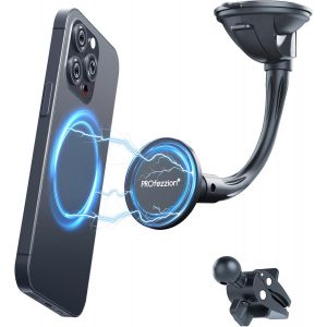 CMJAAGUR-Magsafe Support Telephone Voiture, Kit De Ventouse Pour Pare-Br Et De Clip Pour Bouche D'A&eacute;ration Pour Iphone 16 16 Plus Pro 16 Pro 15 14 13 12 Et &Eacute;tui Magsafe[Metal Anneau Inclus][M1285] - Neuf