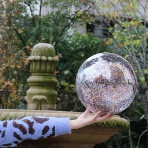 Glitter Beach Ball Gonflable Clair 12in PVC Facile Configuration Paillettes Confetti Boule Pour Fête Piscine Maison Extérieur - Neuf
