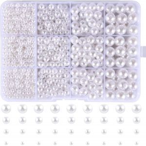 Meimie-1320 Perle Artificielle Blanche,Perles De Nacrées Assorties Blanc,Perles Lisses En Satin,Perles Rondes Imitation,Pour Diy Bijoux Collier Bracelet D'oreilles Fabrication De Bijoux-4 6 8 10mm - Neuf