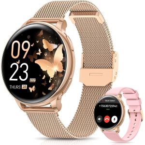 Montre Connect&eacute;e Femme avec Appel Bluetooth, 1.27"" HD Smartwatch Fonction F&eacute;minine, 120+ Modes Sportifs, 24H Fr&eacute;quence Cardiaque, 24H SpO2, Sommeil, Calories IP68 Podom&egrave;tre Android iOS Or Rose - Neuf