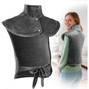 JGD-Coussin Chauffant &Eacute;lectrique pour le dos les &eacute;paules et le cou avec arr&ecirc;t Automatique Coussin Chauffant 60x85cm 10 niveaux de Temp&eacute;rature 9 r&eacute;glages Minuterie Lavable en Machine jusqu'&agrave; 40&deg;C - Neuf