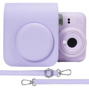 PU Housse de Protection en Cuir pour Fujifilm instax Mini 12/11 Instant Film Camera Sac de Voyage avec bandoulière réglable (Lilas Violet,Coque de Protection Uniquement) - Neuf