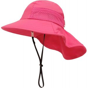 Chapeau De Soleil Rose Rouge (M) Pour Bébé, Fille Et Garçon, Protection Du Cou, Seau Pour Enfants - Neuf