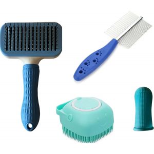 Brosse Pour Chiens Pour Animaux De Compagnie ; Brosse Pour Chiens À Poils Longs + Brosse De Bain Pour Chiens ; Plus Peigne Pour Chiens ; Plus Brosse À Dents Pour Chiens.[Z1130] - Neuf