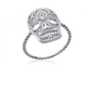 Bague - Bijouxia - T&ecirc;te De Mort - Argent Massif 925 - Rhodi&eacute; - Tailles 50 &Agrave; 60 - Neuf