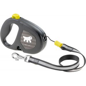 Laisse Chien Enrouleur R&egrave;flechissante Flippy One Reflex, Laisse Pour Chiens De Taille Moyenne Jusqu'&agrave; 20 Kg. Cordon Extensible Max 5 M. Bouton Unique Pour Verrouiller Et D&eacute;verrouiller, Jaune - Neuf