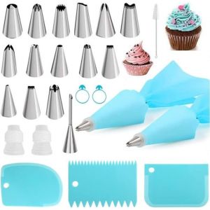 Kal-Lot De 24 Poches À Douille 14 Douilles En Inox,Douille Patisserie Poches À Douille,Qualité Professionnelle Résistante En Tissu Facilement Lavable Pour La Pâtisserie - Neuf