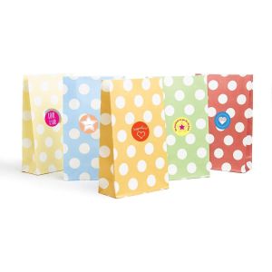 24 Sacs Cadeaux en Papier Kraft, Sacs en Papier Colorés, Recyclable avec Autocollants, Sac Idéal pour les Calendriers de l'Avent DIY ou les cadeaux de Noël - Neuf