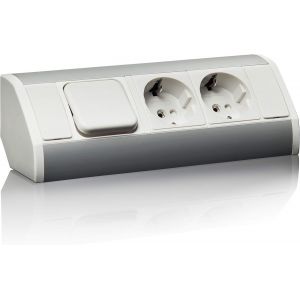 Prise De Courant D'Angle Pratique Pour Cuisine, Salle De Bains, Salon, Meubles - Idéal Pour Plan De Travail De Cuisine Comme Prise Murale Ou Prise Encastrée - Raccordement De 15 Cm - Neuf