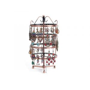 Pr&eacute;sentoir Rotatif &Agrave; 4 Niveaux Avec 144 Trous Pour Boucles D'oreilles - Marron - Neuf