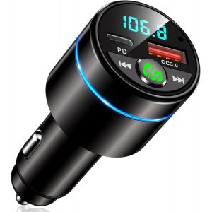 Kalanka-Bluetooth Voiture, [Tout M&eacute;tal] Transmetteur Fm Voiture, Pd 30w + Qc 3.0 Chargeur Allume Cigare Rapide, Adaptateur Bluetooth 5.3 Voiture, Appel Main Libre, Suppression Du Bruit, Hi-Fi Musique - Neuf