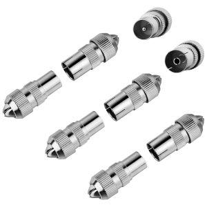 R&eacute;partiteur Coaxial d'antenne, 4X F m&acirc;le vers Coaxial m&acirc;le (IEC), 1x F m&acirc;le vers Coaxial Femelle (IEC) Adaptateur Sat Antenne pour C&acirc;ble Sat Syst&egrave;mes BK, T&eacute;l&eacute;vision - Neuf