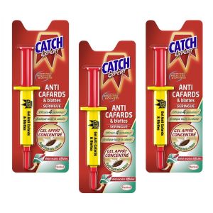 CATCH Lot de 3 Seringues 10 g Gel Anti-Cafards et Blattes - Neuf